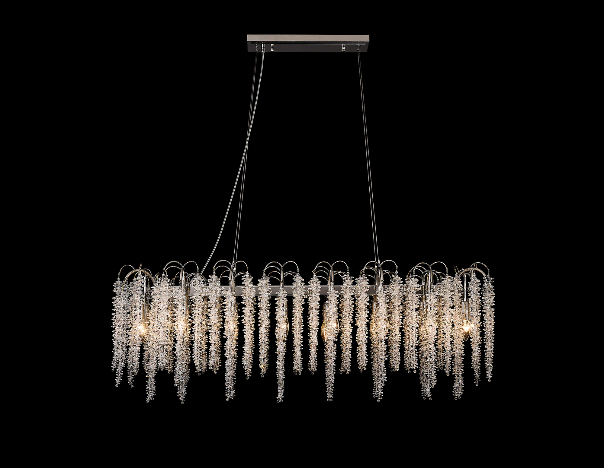 Wisteria Polished Nickel Crystal Ceiling Lights Diyas Linear Crystal Fittings